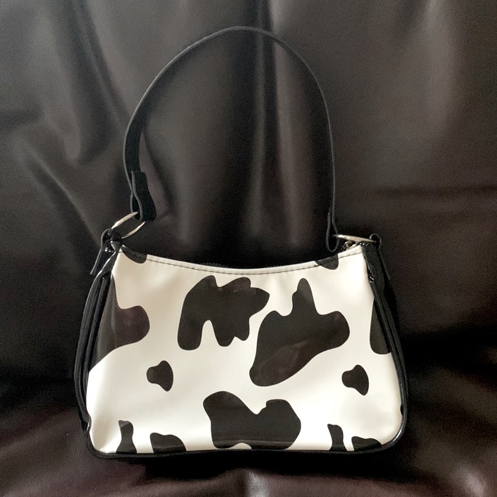 Delias Patent Leather Cow Print Purse